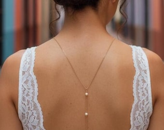 Pearly bridal jewelry set - back necklace + bracelet + adjustable earrings - Elegant wedding jewelry.