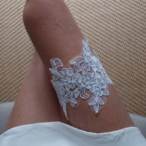 APOLLINE White lace garter with rhinestones chic and trendy wedding image 5