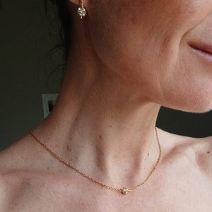 Parure bijoux de mariée argentée avec strass collier boucles bracelet. image 8