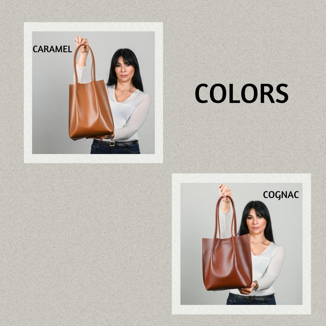Shoulder Bag, Tote Leather Bag, Cognac Leather Bag, Caramel