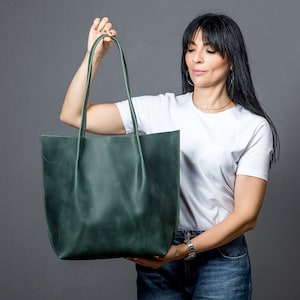 Sac à bandoulière pour femme, sac cabas en cuir, sac fourre-tout en cuir, sac fourre-tout en cuir, très grand sac fourre-tout, sac à bandoulière pour femme, fourre-tout en cuir vert