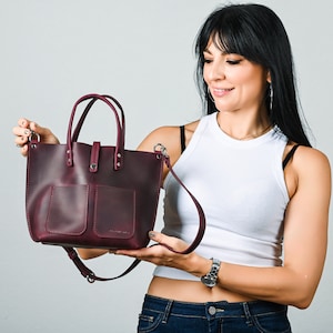 Mini-Umhängetasche, Mini-Einkaufstasche, Crossbody-Frauentasche, Frauen-Einkaufstasche, weinrote Ledertasche, personalisierte Tasche, Ledertasche, Ledertasche