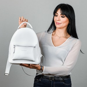 White backpack, Leather backpack, Women's backpack, Beige backpack, Black  backpack, Caramel backpack, Cognac backpack, Gift for her
