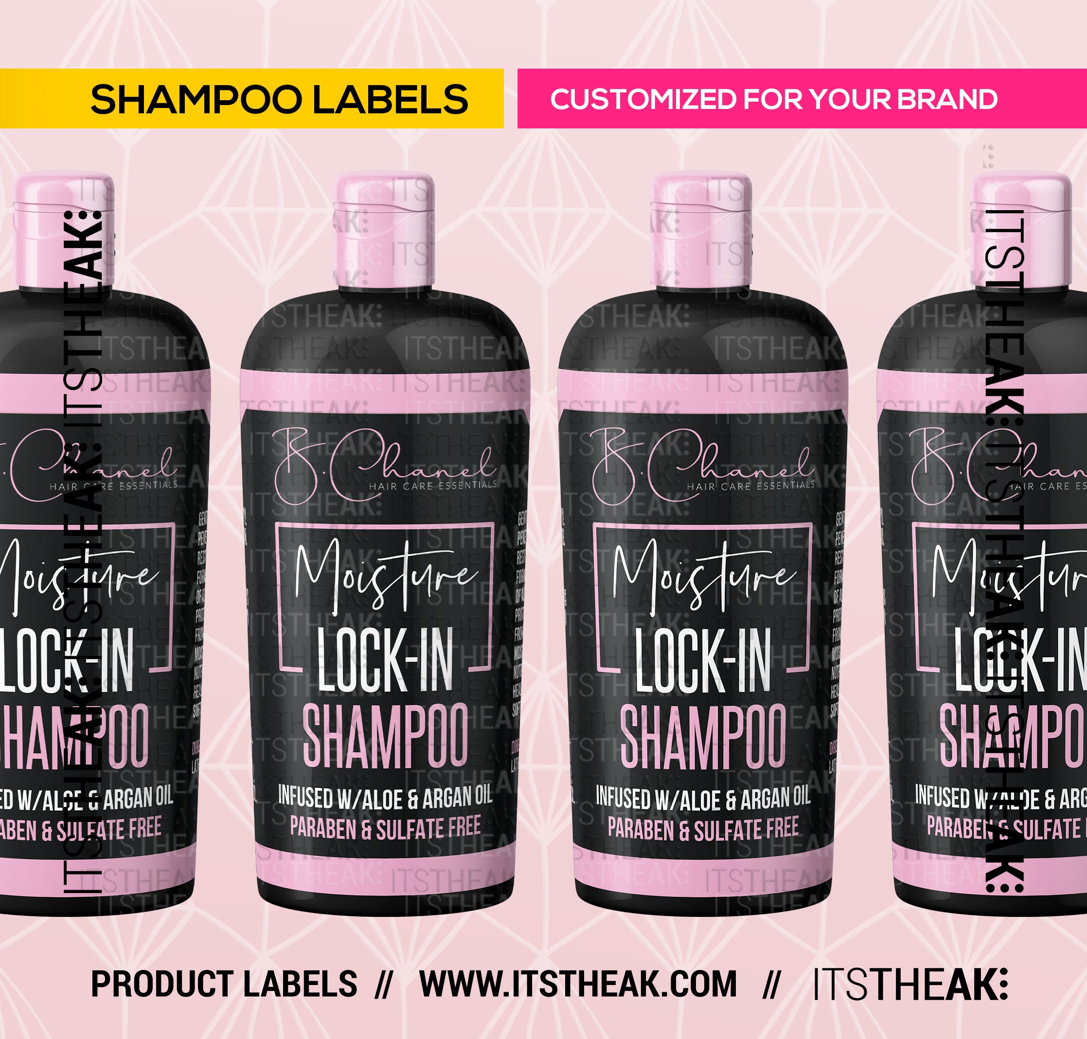 Shampoo Labels Customized For Your Brand Hair Shampoo Etsy