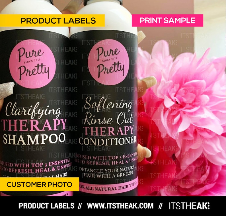 Shampoo Labels Customized For Your Brand Hair Shampoo Etsy