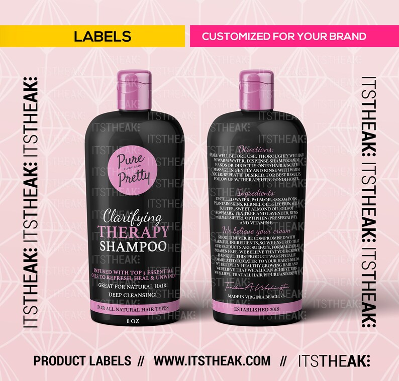 Shampoo Labels Customized For Your Brand Hair Shampoo Etsy
