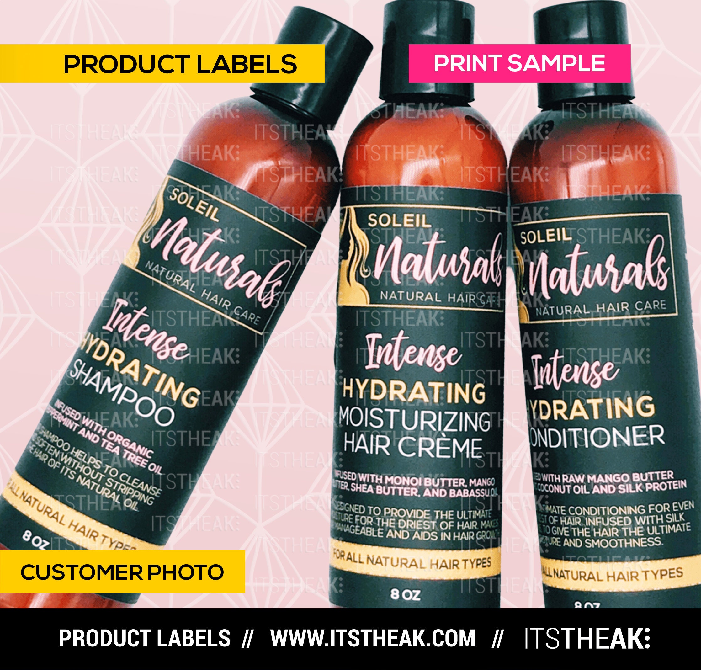 Shampoo Labels Customized For Your Brand Hair Shampoo Etsy