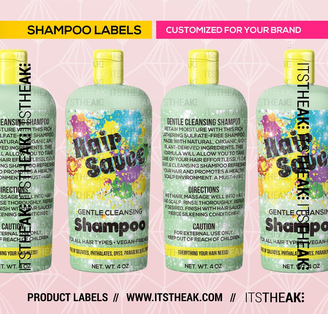 Shampoo Labels Customized For Your Brand Hair Shampoo Etsy