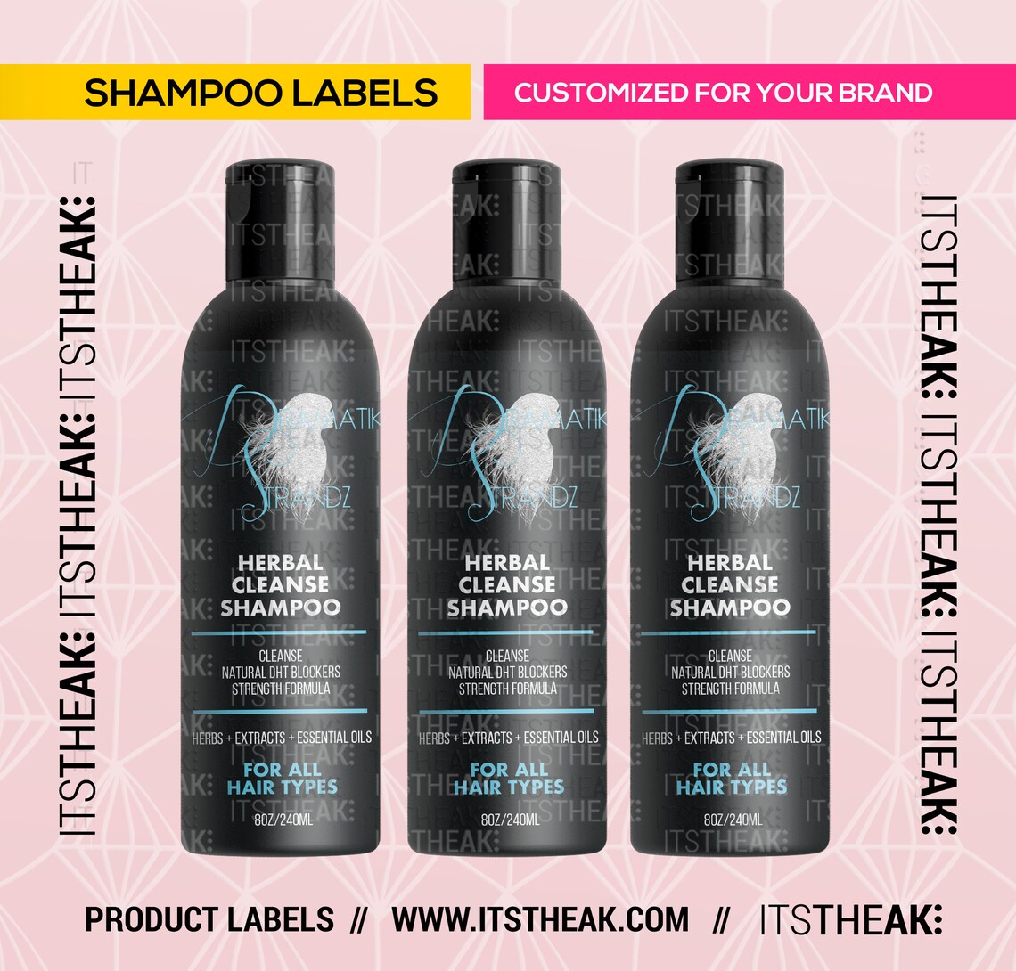 Shampoo Labels Customized For Your Brand Hair Shampoo Etsy