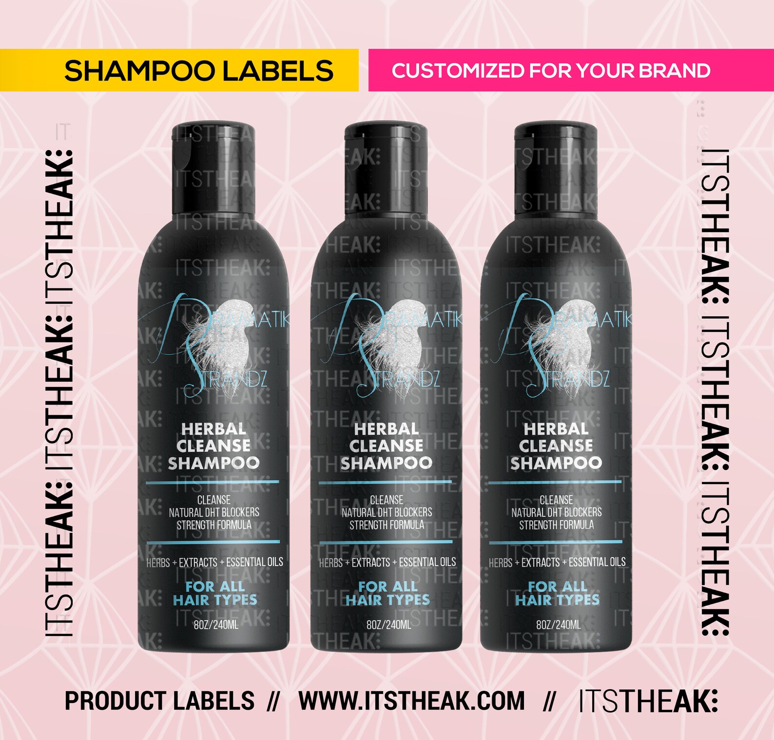 Shampoo Labels Customized For Your Brand Hair Shampoo Etsy