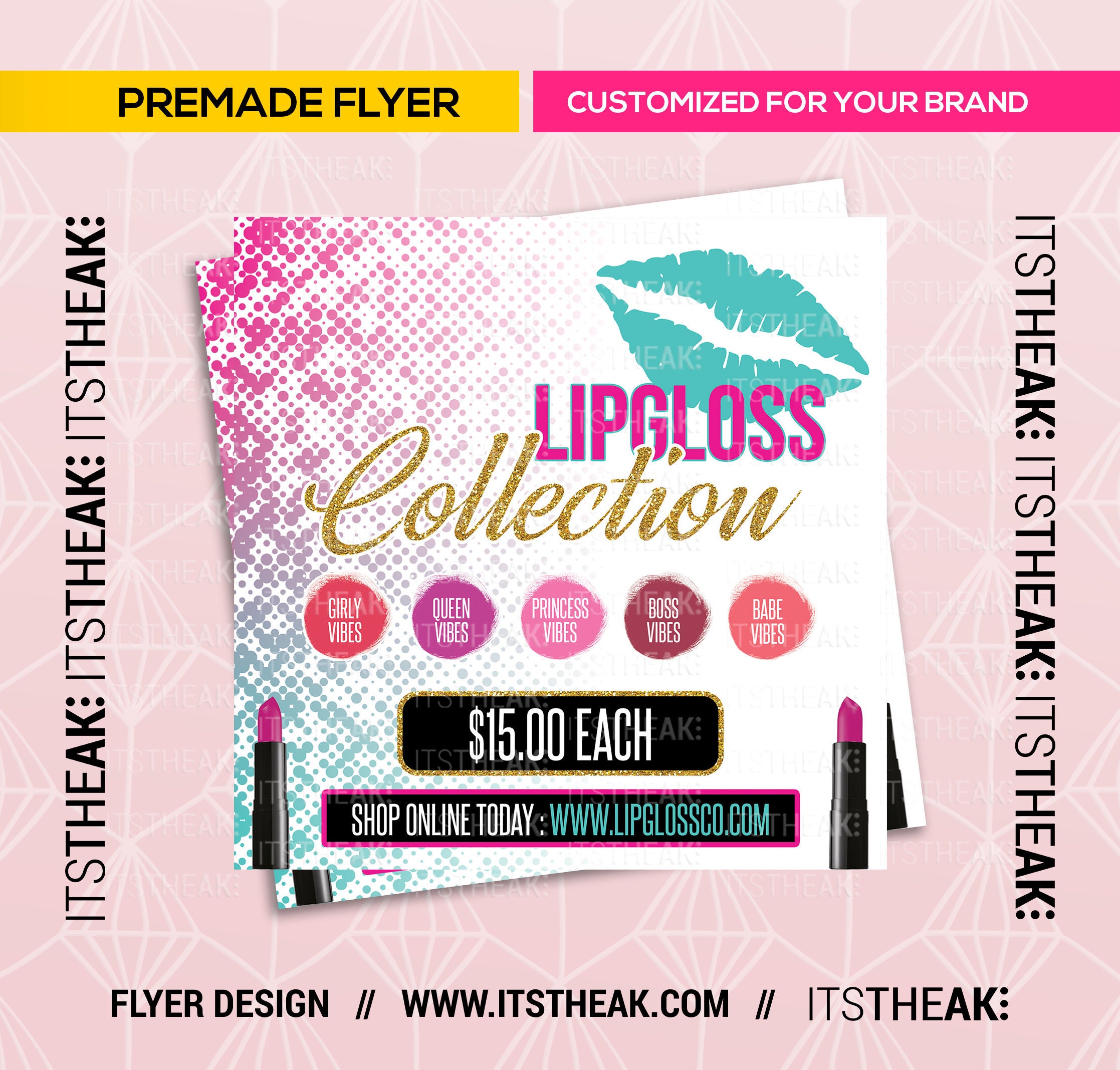 Premade Lip Gloss Flyer Customized For Your Brand Makeup Etsy