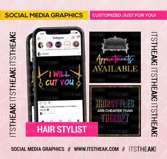 Social Media Graphics Hair Stylists Customized With Your Etsy