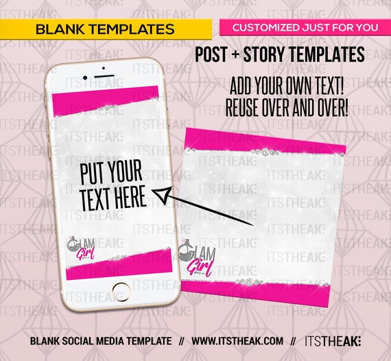 premade blank social media templates add your own text etsy blank social story template