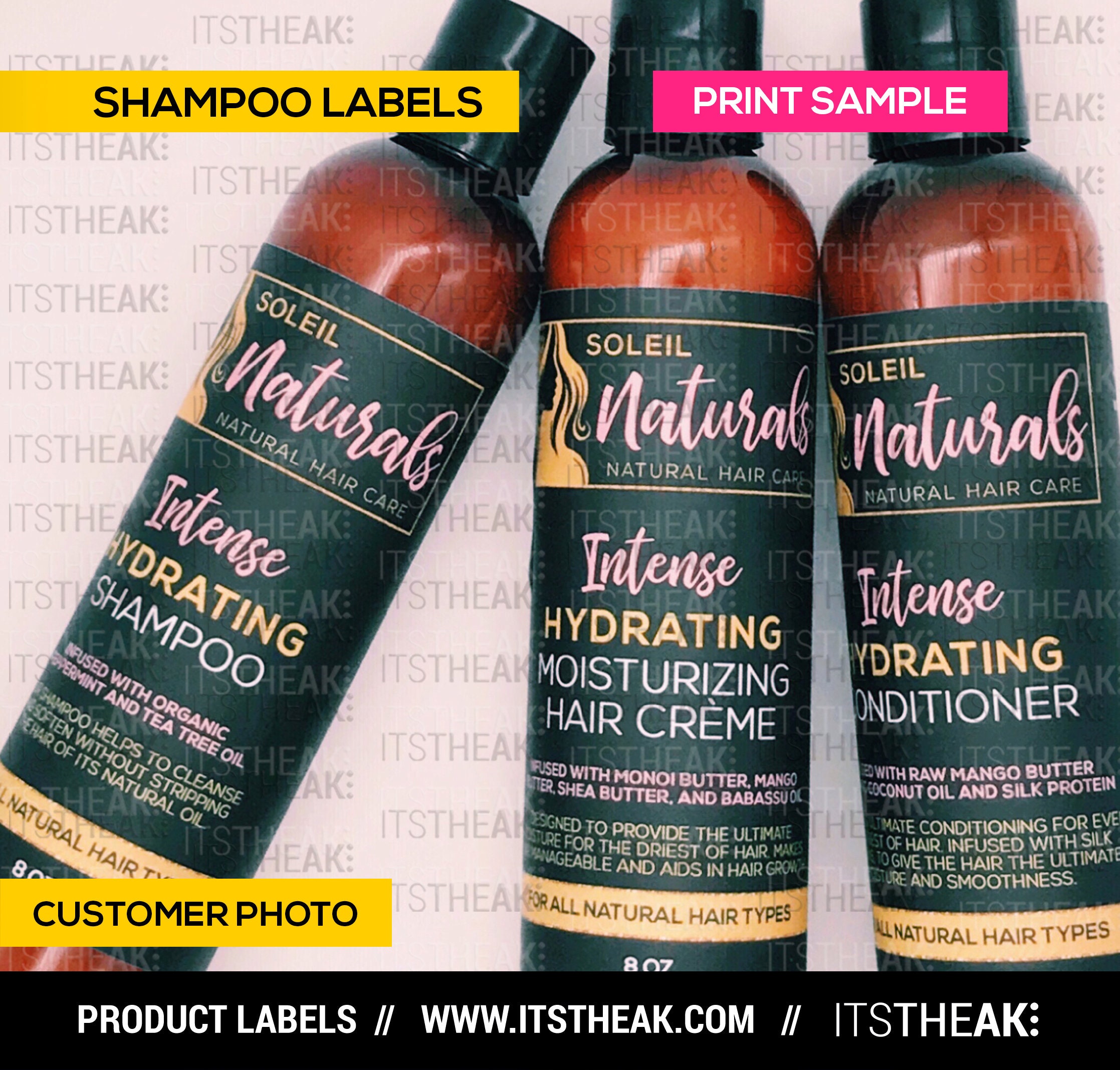 Shampoo Labels Customized For Your Brand Hair Shampoo Etsy