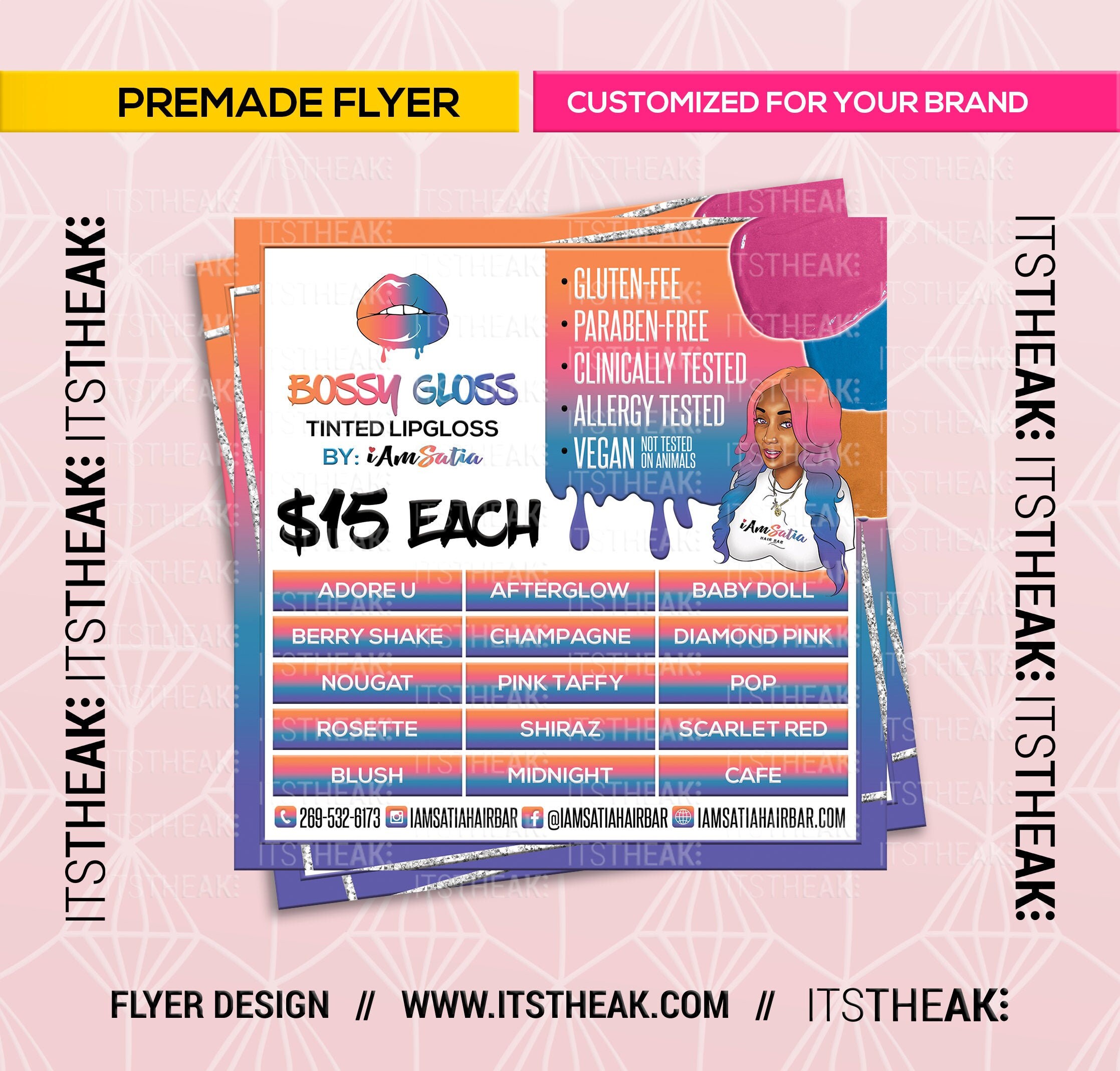 Premade Lip Gloss Flyer Customized For Your Brand Makeup Etsy