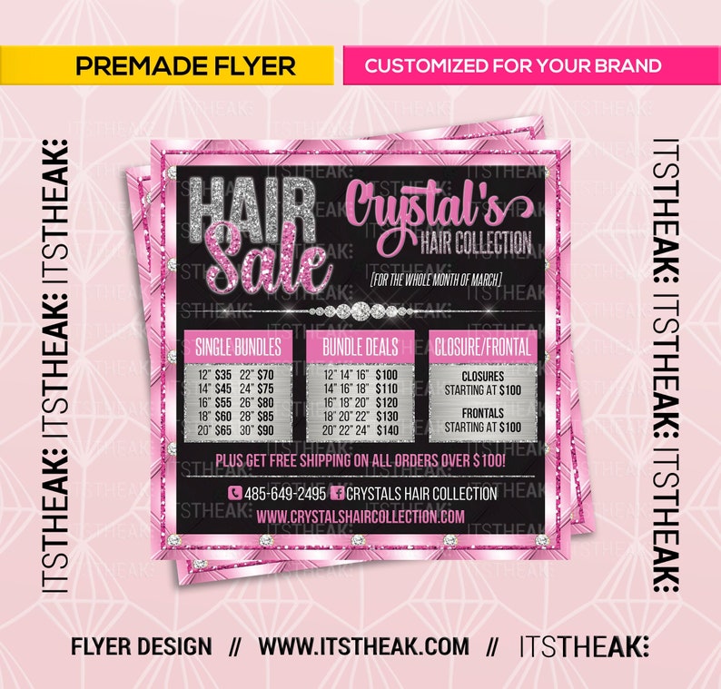 Premade Hair Extension Flyer Customized For Your Brand Etsy