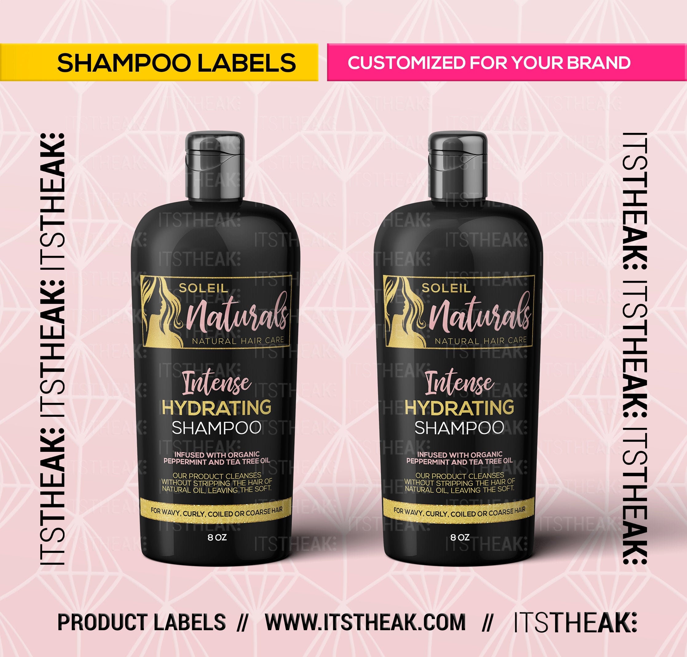 Shampoo Labels Customized For Your Brand Hair Shampoo Etsy