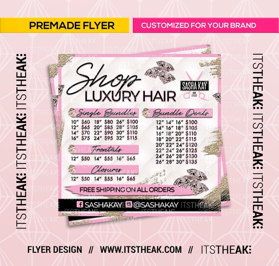 Premade Hair Extension Flyer Customized For Your Brand Etsy
