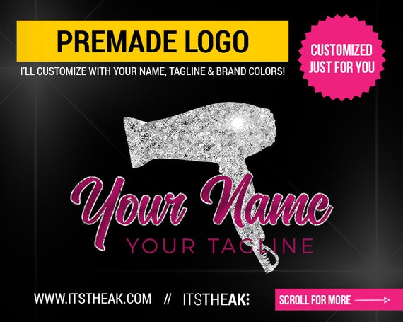 Premade Blow Dryer Logo Hair Stylist Hair Dresser Hair Etsy