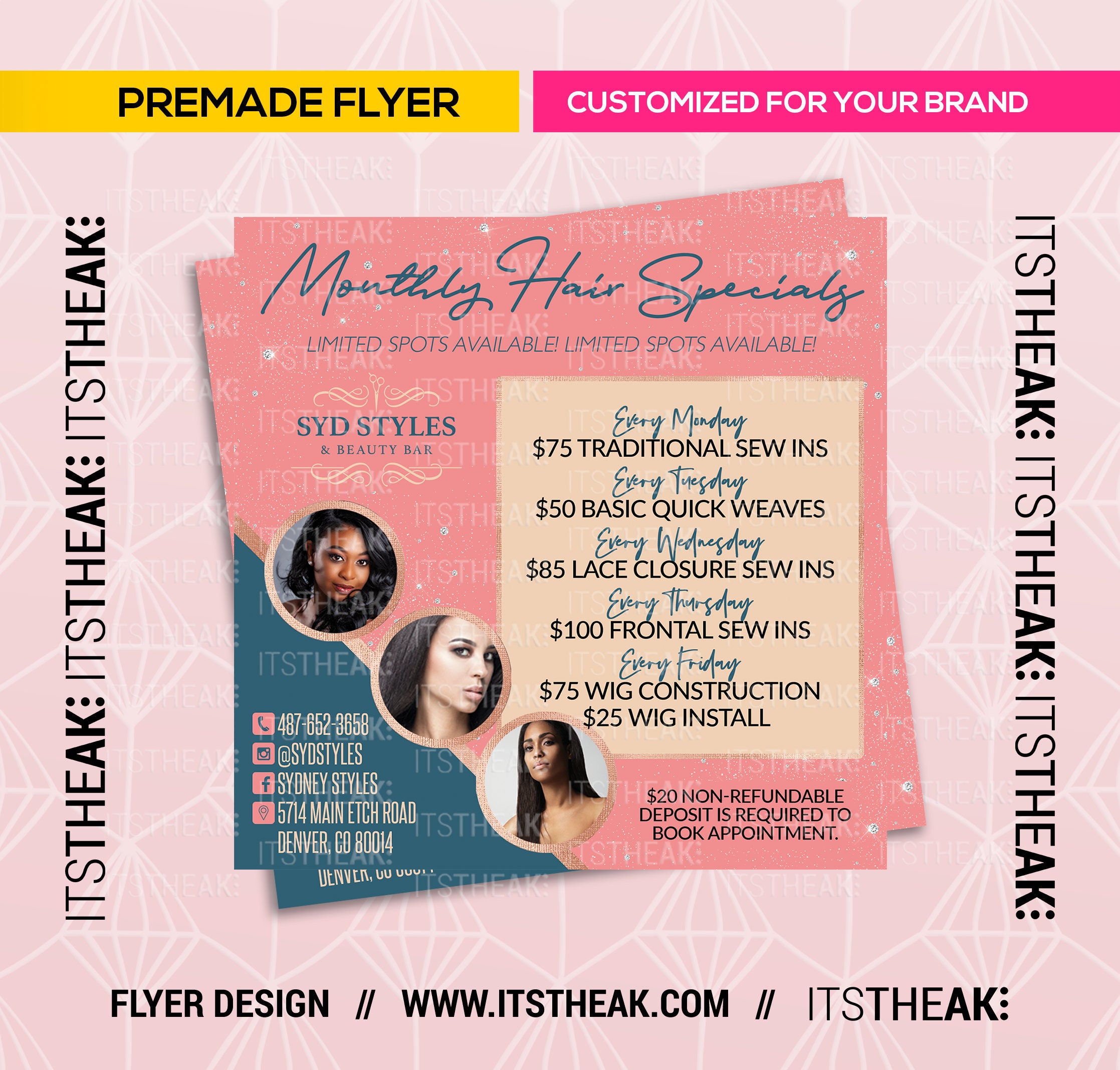 Premade Hair Stylist Pricing Flyer Customized For Your Brand Etsy