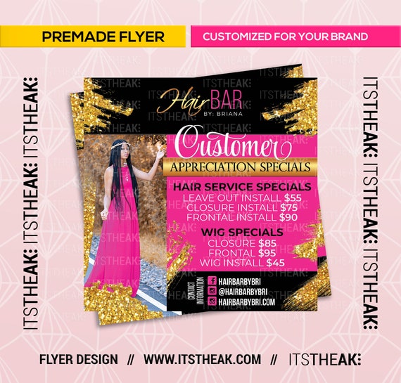 Premade Hair Specials Flyer Customized For Your Brand Hair Etsy