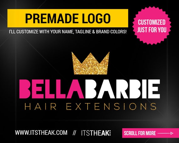 Premade Crown Logo Design Hair Extensions Logo Hair Bundle Etsy