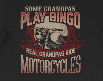 Grandpa motorcycle tshirt | Papa, dad, grandad gifts | Shirt for cool pops Short-Sleeve Unisex T-Shirt