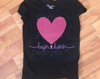 Glitter heart, hugs & kisses T shirt