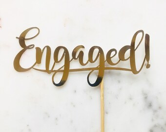 Engagement Cake Topper. Engaged Cake Topper. Wedding, Anniversary, Birthday, Cupcake Topper. All colours available.