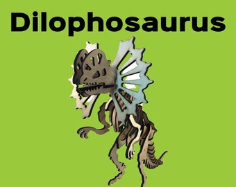 Dilphosaurus, laser cut dinosaur, birthday gift, wooden model, Made in Michigan