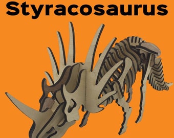 Styracosaurus, laser cut dinosaur, birthday gift, wooden model, Made in Michigan