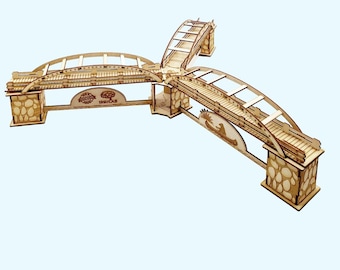 Trämodellbyggsatsen Tridge Bridge, Midland Michigan, 61 cm lång x 15 cm hög, laserskuren trämodellbyggsats, montering krävs, tillverkad i Michigan