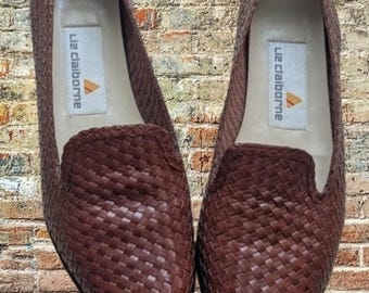 Vintage Liz Claiborne Brown Woven Leather Flats Classics 6M