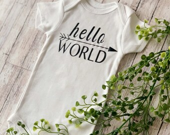 Baby Onesie®| Custom Onesie®| Onesie®| Hello World| Baby Announcement Onesie®| Coming Home Outfit