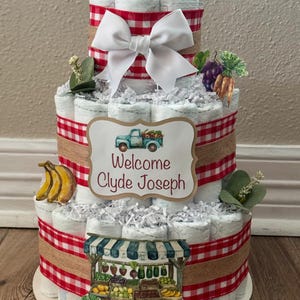 Local Grown Diaper Cake| 3 Tier Diaper Cake| Boy Diaper Cake| Red Diaper Cake| Diaper Cake| Locally Grown