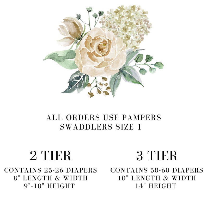 Girl Diaper Cake 3 Tier Diaper Cake Greenery Diaper Cake Floral Diaper Cake Mauve Diaper Cake Burlap Diaper Cake