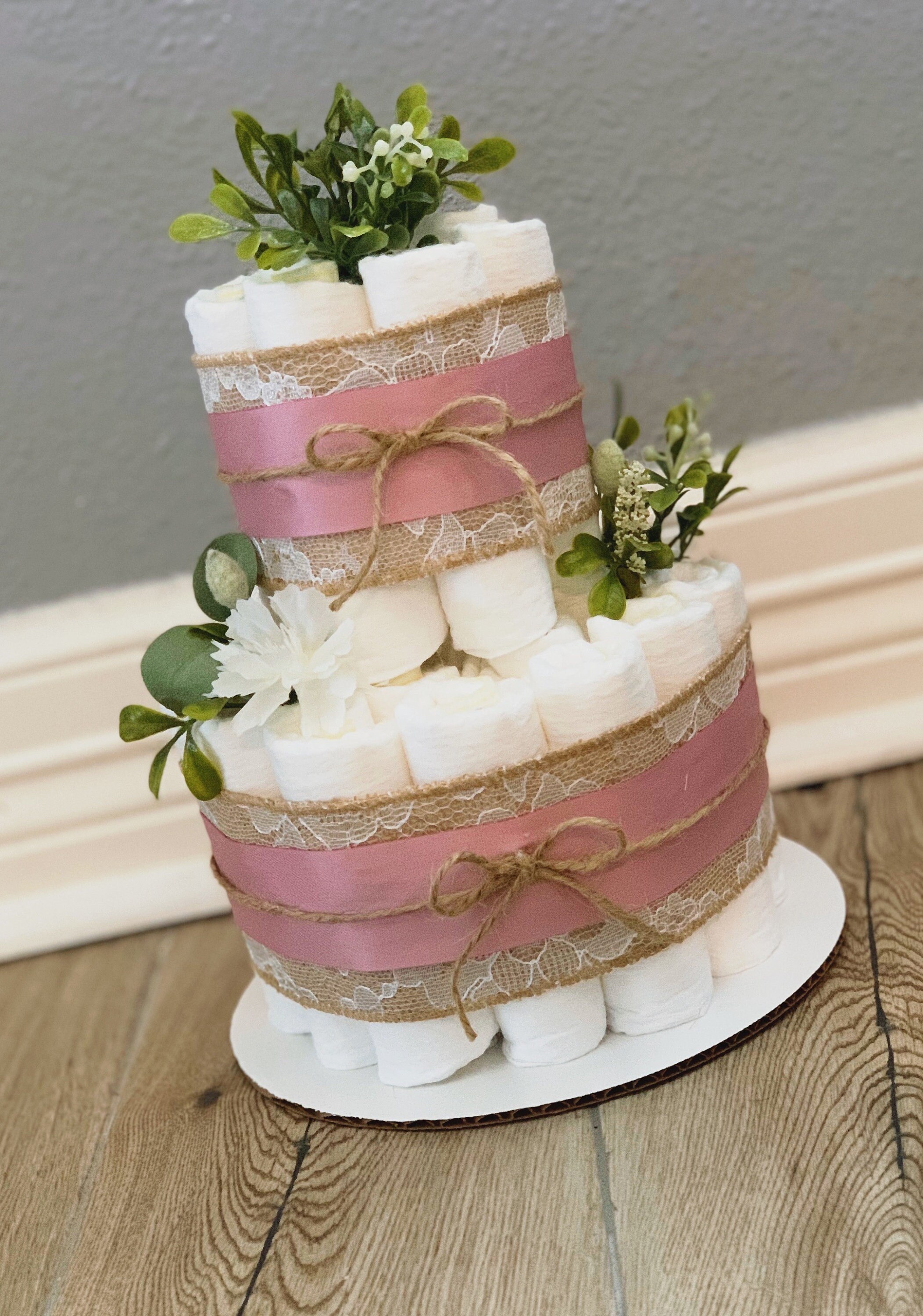 Floral Diaper Cake Greenery Diaper Cake Burlap Diaper Cake Etsy