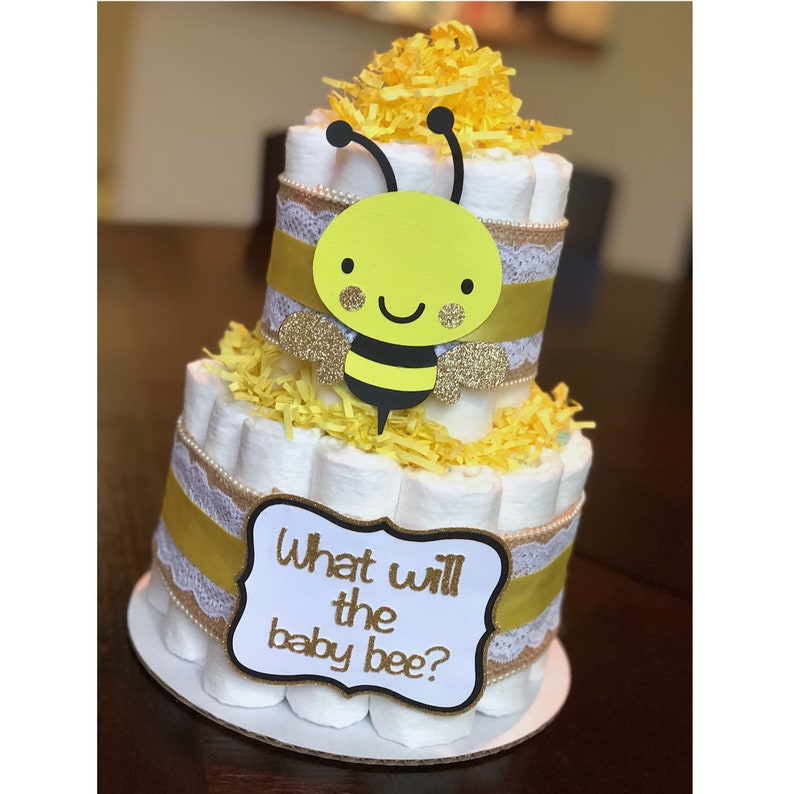 Bumblebee Diaper Cake Gender Reveal Diaper Cake 2 Tier Etsy
