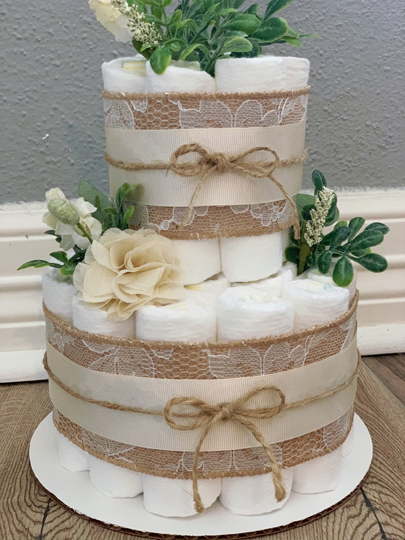 Floral Diaper Cake Greenery Diaper Cake Burlap Diaper Cake Etsy