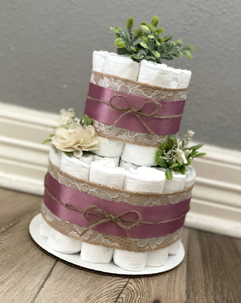 Floral Diaper Cake Greenery Diaper Cake Burlap Diaper Cake Etsy