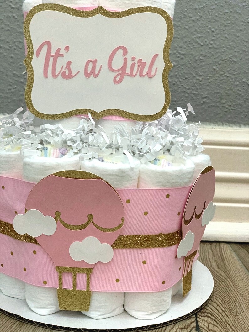 Hot Air Balloon Diaper Cake Rainbow Diaper Cake 2 Tier Etsy