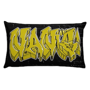 Graffiti Gold Custom Black Brick Premium Pillow