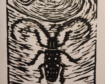 Starry Sky Beetle original block print