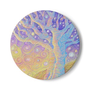 Nature-Inspired Ceramic Coaster, Boho Home Decor, Tree Art, Gift for Nature Lovers, Eco-friendly Kitchen Accessory