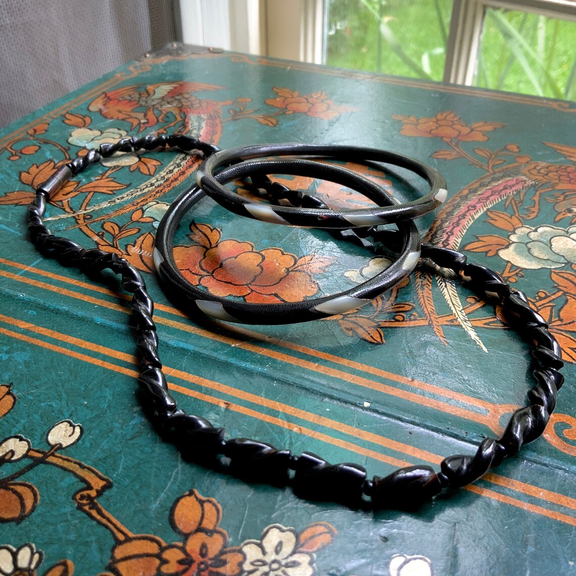 Vintage Hawaiian Black Coral Bead Necklace &2 Coral W / Na de Etsy France