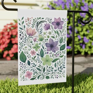 Spring and Summer Floral Garden and House Flag, Decorative Outdoor Flag, Home Decor, Spring Decoration, Garden Party, Flower Welcome Flag