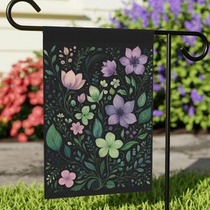 Spring and Summer Floral Garden and House Flag, Outdoor Decor, Housewarming Gift, Spring Decor, Floral Flag, Plant Lover Gift, Garden Flag