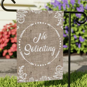Burlap Style No Soliciting Garden Flag: Classy Home Decor (12&#39;&#39; x 18&#39;&#39;)