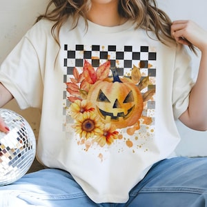 Fall Jack-o-lantern T-shirt, Halloween Tee, Trendy Fall Shirt, Comfort Colors, Fall Festival Grunge, Fall Boho Shirt, Pumpkin Tshirt