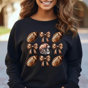 Sweatshirt voetbal en strik, sweater wedstrijddag, voetbalcoquette, sportfans, bumperkleven, cadeaus voor haar, gezellige kleding voor voetbalseizoen